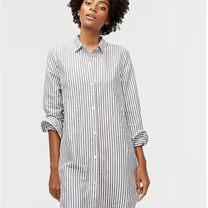 J Crew Classic fit Beach Shirt Dress 3X Gray Striped